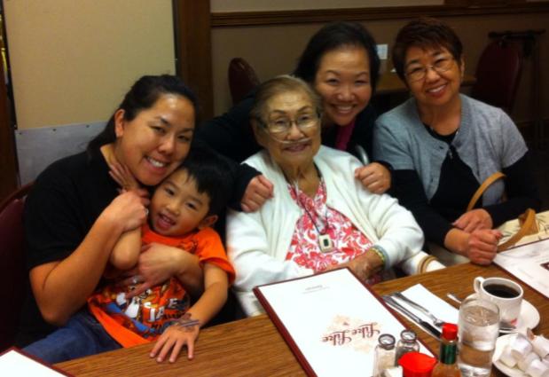 Doreen with her family (left to right) Sister, Nephew, Grandmother and her Mom